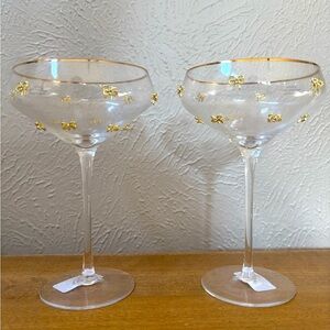 Gold Bow coupe martini glasses with gold rim
